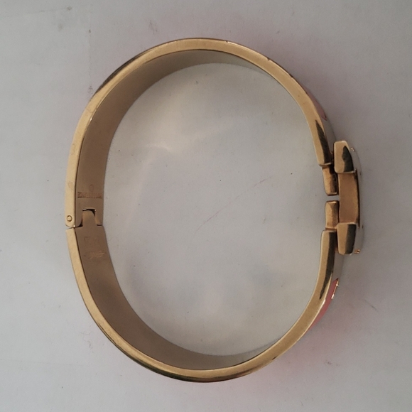 Hermes Clic H Bracelet, orange fruité, hinged, enamel, gold plated, gold tone - Picture 4 of 13
